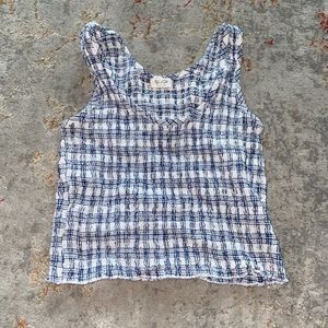 Brandy Melville Blue and White Plaid Tank Top